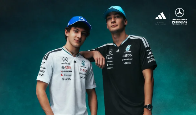 Motorsport drivers wearing Mercedes jerseys