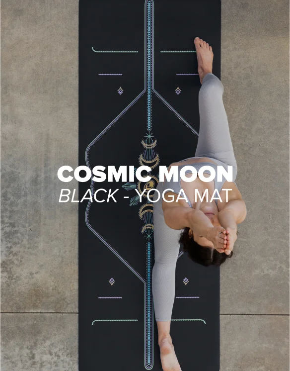 Cosmic Moon Yoga Mat - Black