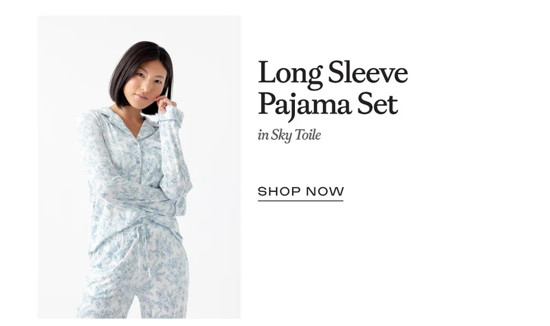Long Sleeve Pajama Set in Sky Toile