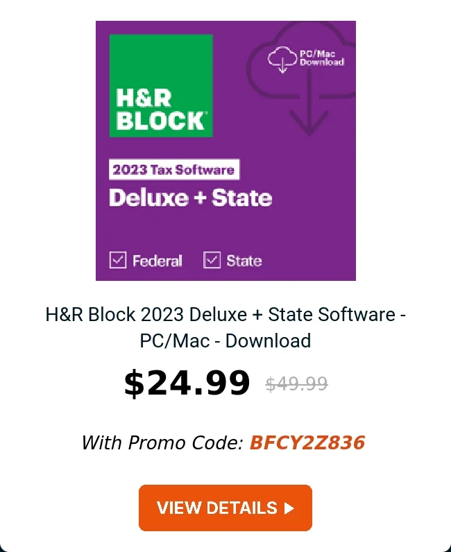 H&R Block 2023 Deluxe + State Software - PC/Mac - Download
