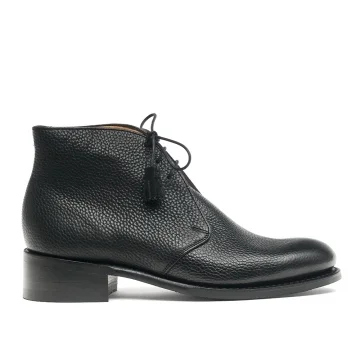 Camille D Chukka Boot in Black Grain Leather