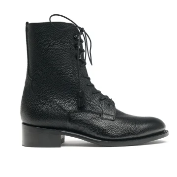 Rose D Derby Boot in Black Grain Leather