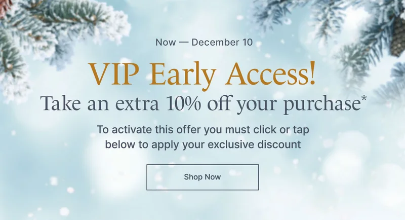 VIP Early Access! Take an extra 10% off your purchase*