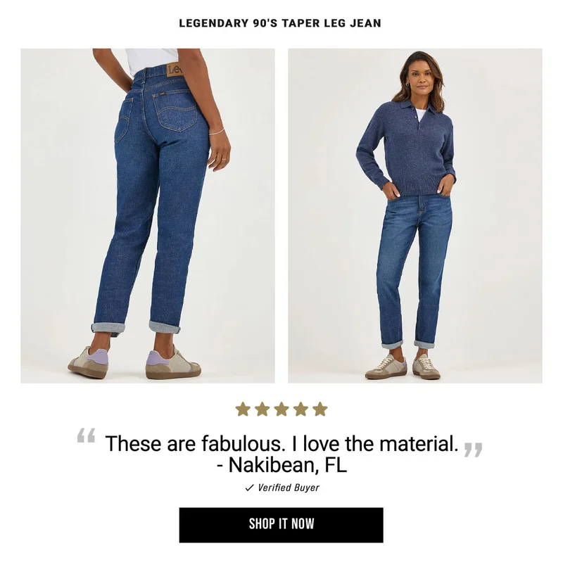 Legendary 90's Taper Leg Jean These Are Fabulous. I Love The Material. - Nakibean, Fl Verified Buyer Shop It Now