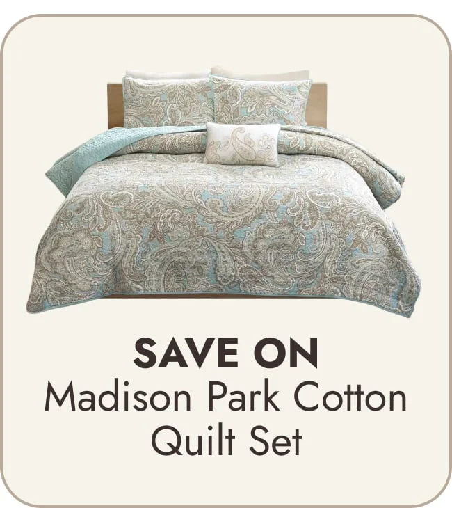 Madison Park Pure Ronan 4 Piece Cotton Quilt Set with Throw Pillow