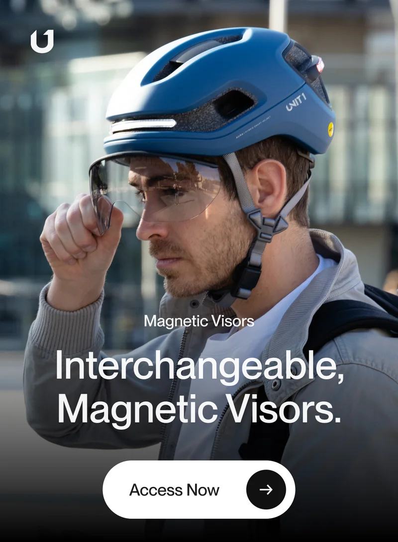 Man with a helmet and magnetic visors.