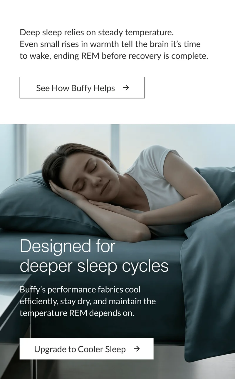 Deep sleep relies on steady temperature even small rises in warmth tell the brain it's time to wake.