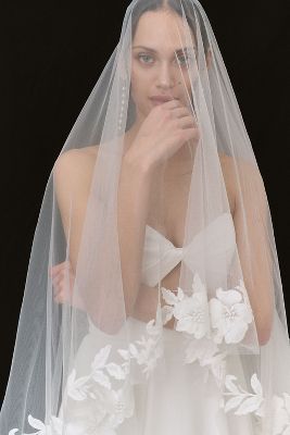 Jenny by Jenny Yoo Madeline Floral Lace Appliqué Chapel Veil