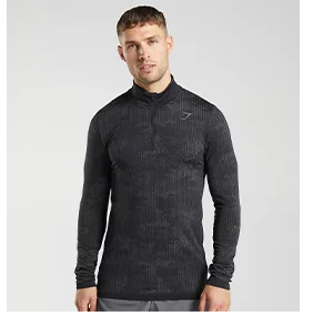 SPORT SEAMLESS 1/4 ZIP - Black/Silhouette Grey