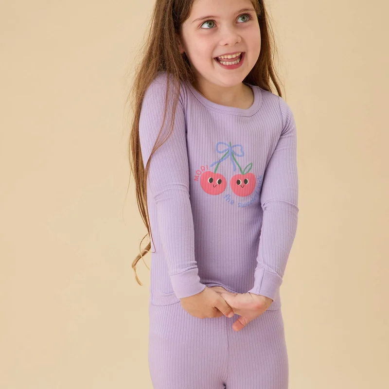 Image of Cherry Ribbed Pajama Set