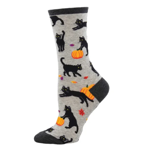 Image of Black Cat Halloween Women's Crew Socks