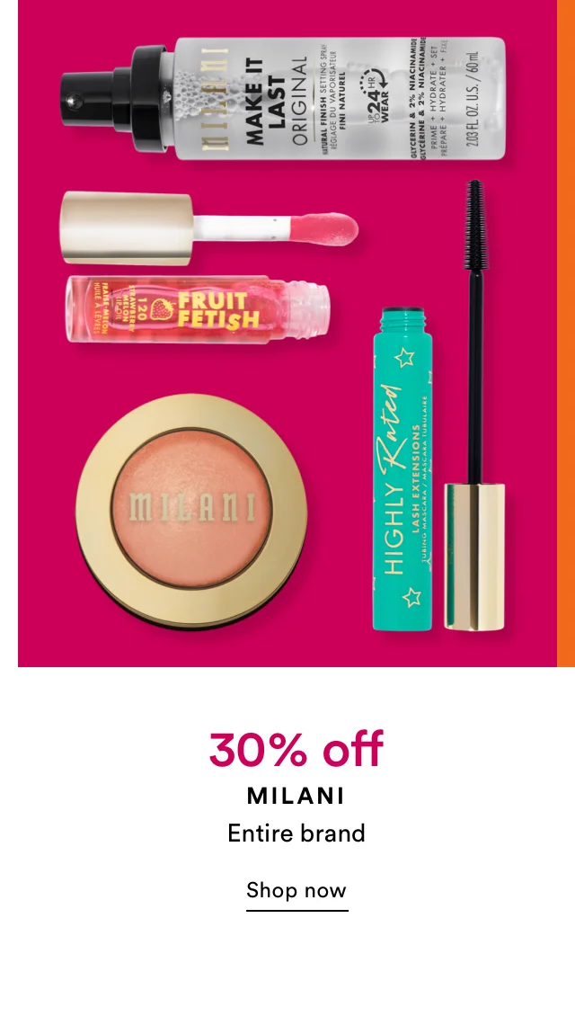 Milani | 30% off | Entire Brand | Shop Now