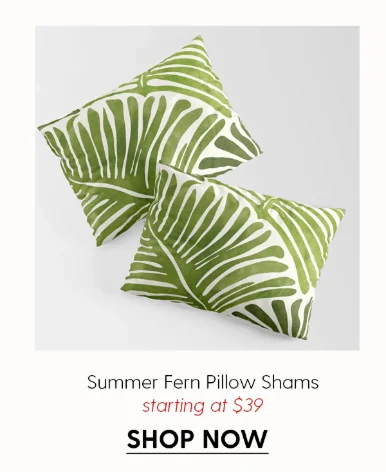 Summer Fern Simple Modern Watercolor Pillow Sham