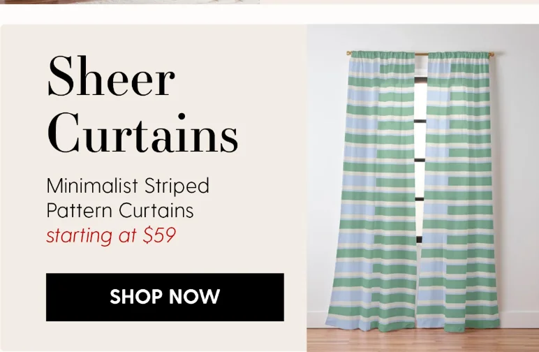 Minimalist Striped Pattern in Blue and Green Curtain