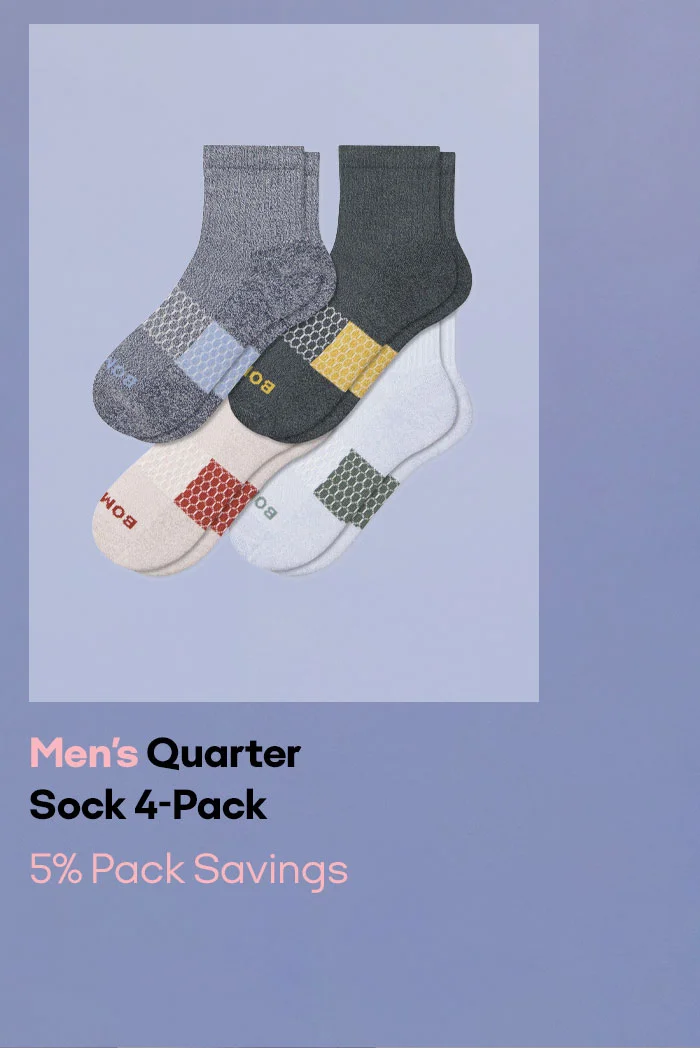 Men's Quarter Sock 4-Pack 5% Pack Savings