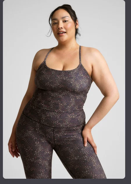 SoftMark Slim Racerback High Cropped Tank in Ditsy Leopard