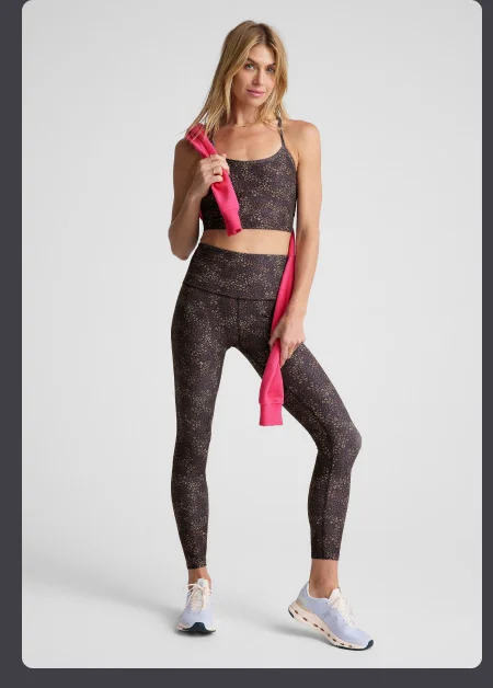SoftMark High Waisted Midi Legging in Ditsy Leopard
