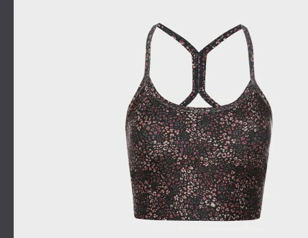 SoftMark Slim Racerback High Cropped Tank in Ditsy Leopard