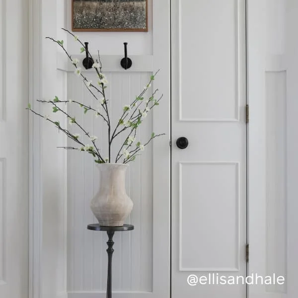 Hallway and linen closet door painted in Penthouse paint color