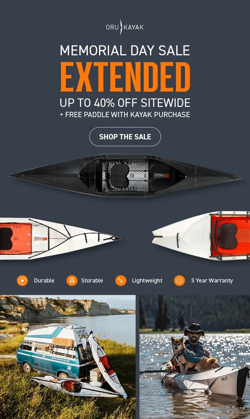 Memorial Day Sale: Shop 20% off EVERYTHING + Get A Free Paddle with Any Kayak Purchase ($119 Value)