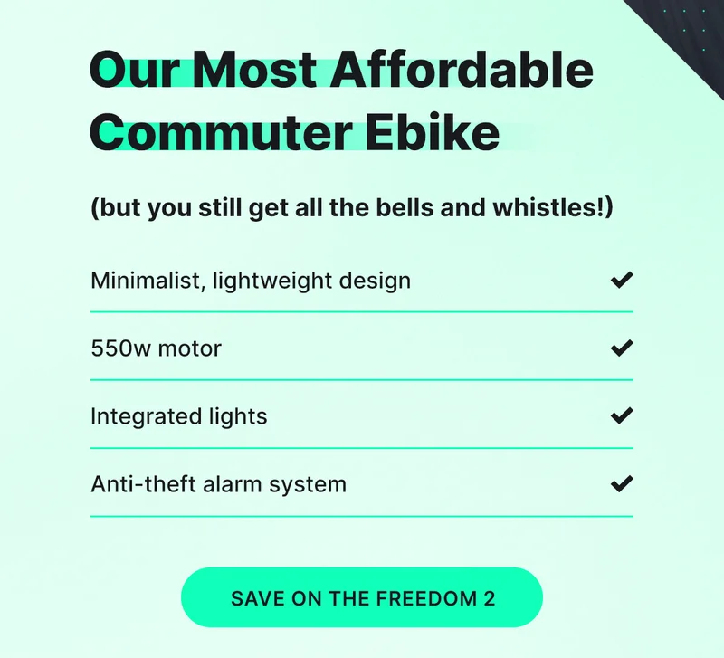 OUR MOST AFFORDABLE COMMUTER EBIKE [SAVE ON THE FREEDOM 2]