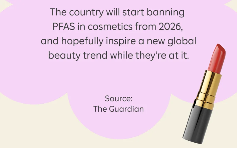 The country will start banning PFAs in cosmetics from 2026, and hopefully inspire a new global beauty trend while they're at it. Source: The Guardian