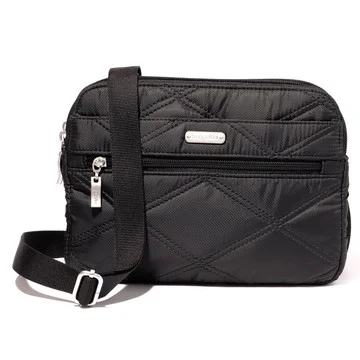 Baggallini Washable Quilted Double Zip Anytime RFID Crossbody