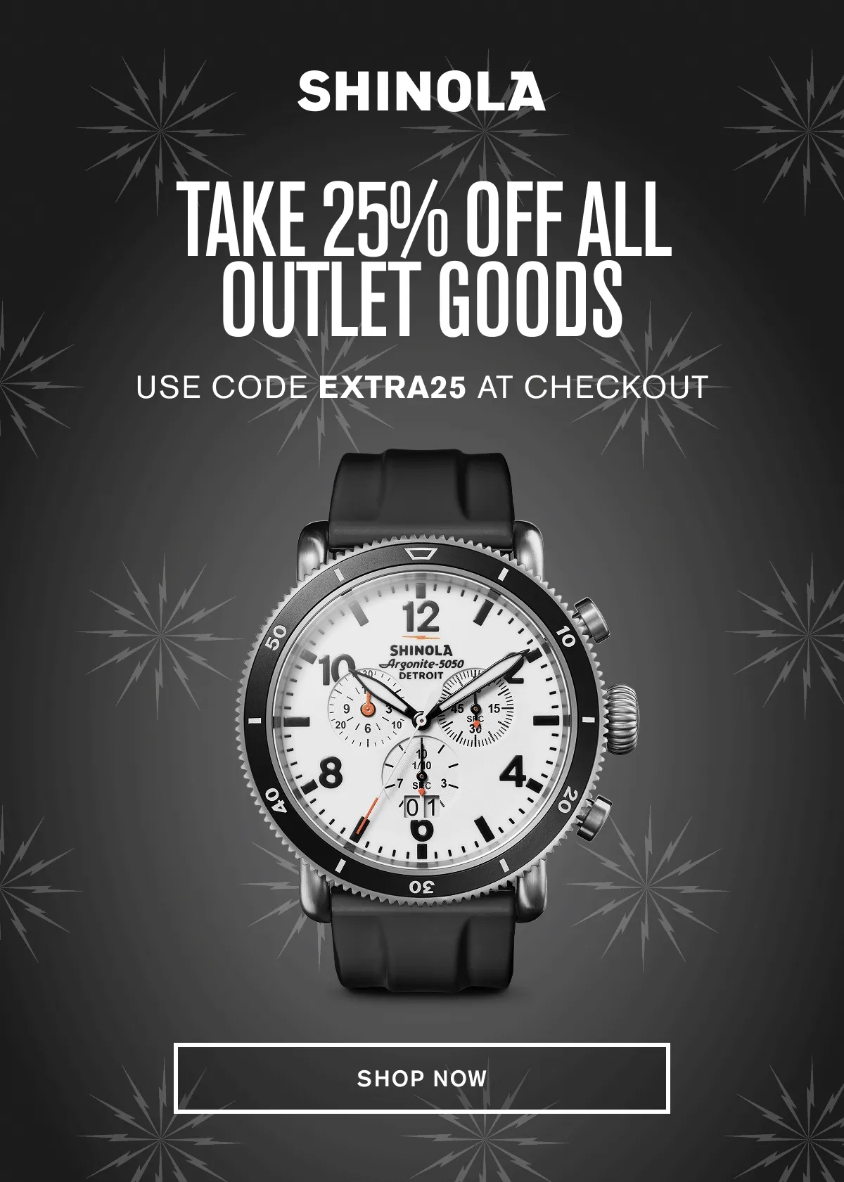 TAKE 25% OFF ALL OUTLET GOODS USE CODE EXTRA25 AT CHECKOUT  | SHOP NOW