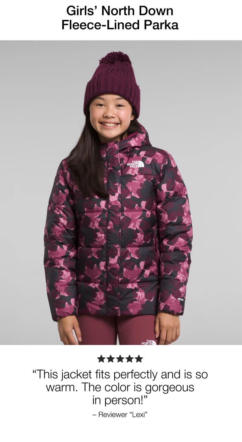 This jacket fits perfectly and is so warm. The color is gorgeous in person! – Reviewer Lexi
