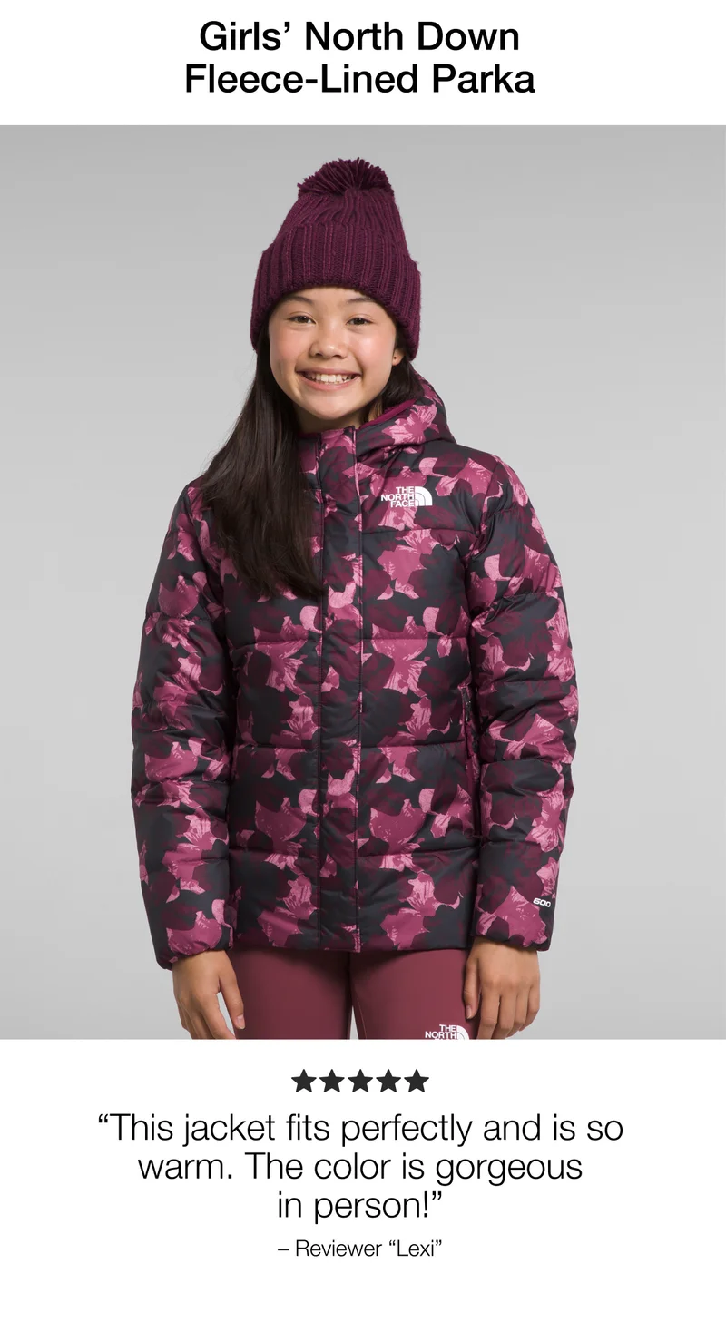 This jacket fits perfectly and is so warm. The color is gorgeous in person! – Reviewer Lexi