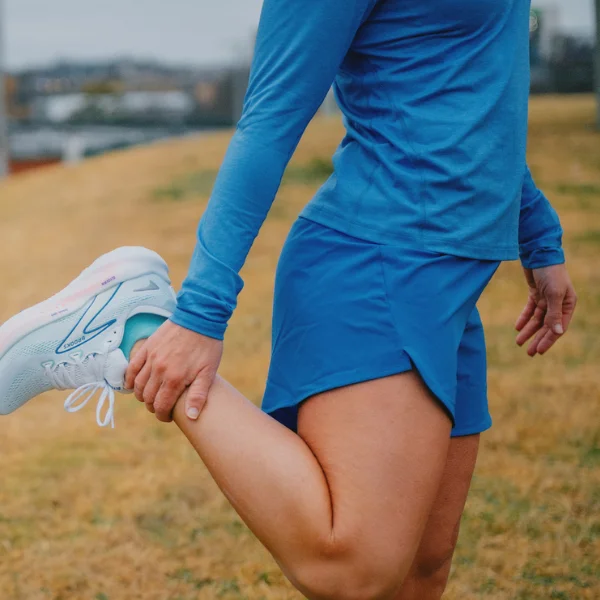 Woman wearing Brooks shorts