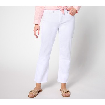 NYDJ Marilyn Ankle with Fray Hem in Cool Embrace - Optic White