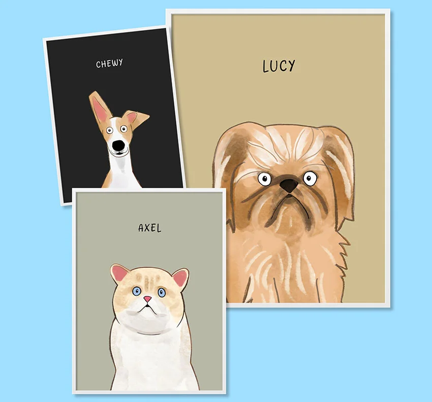 Funny Cartoon Art Pet Portrait