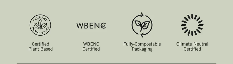 Certified Plant Based. WBE NC Certified. Fully-Compostable Packaging. Climate Neutral Certified.
