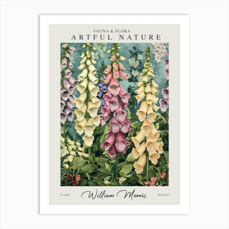 Image of William Morris Foxglove Flower Exhibition Art Print