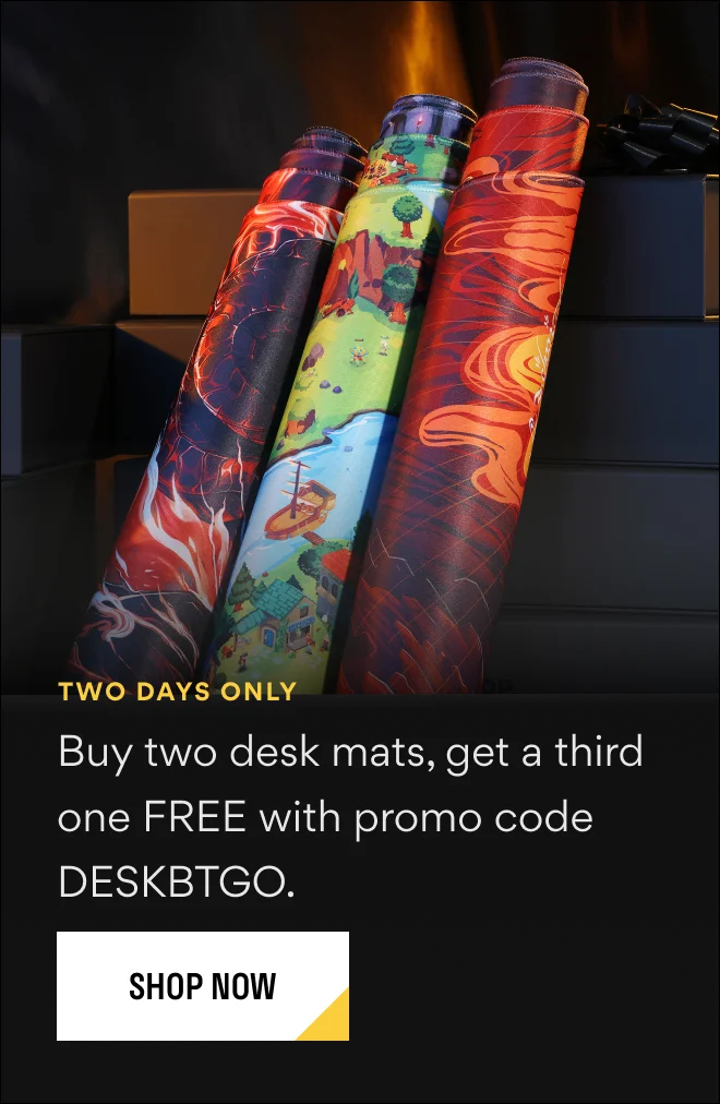 Buy two desk mats, get a third FREE Buy two desk mats, get a third FREE
