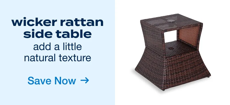 Wicker Rattan Outdoor Patio Side Table with Umbrella Hole