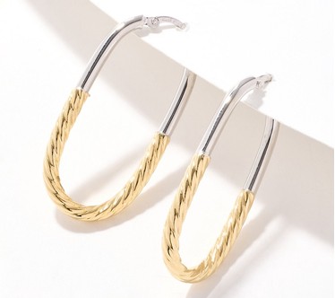 David Markstein Bronze Debut Double Texture Hoop Earrings