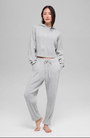 cable knit winter bliss pant athletic heather grey