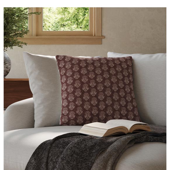 Laurel Purple Blockprint Pillow