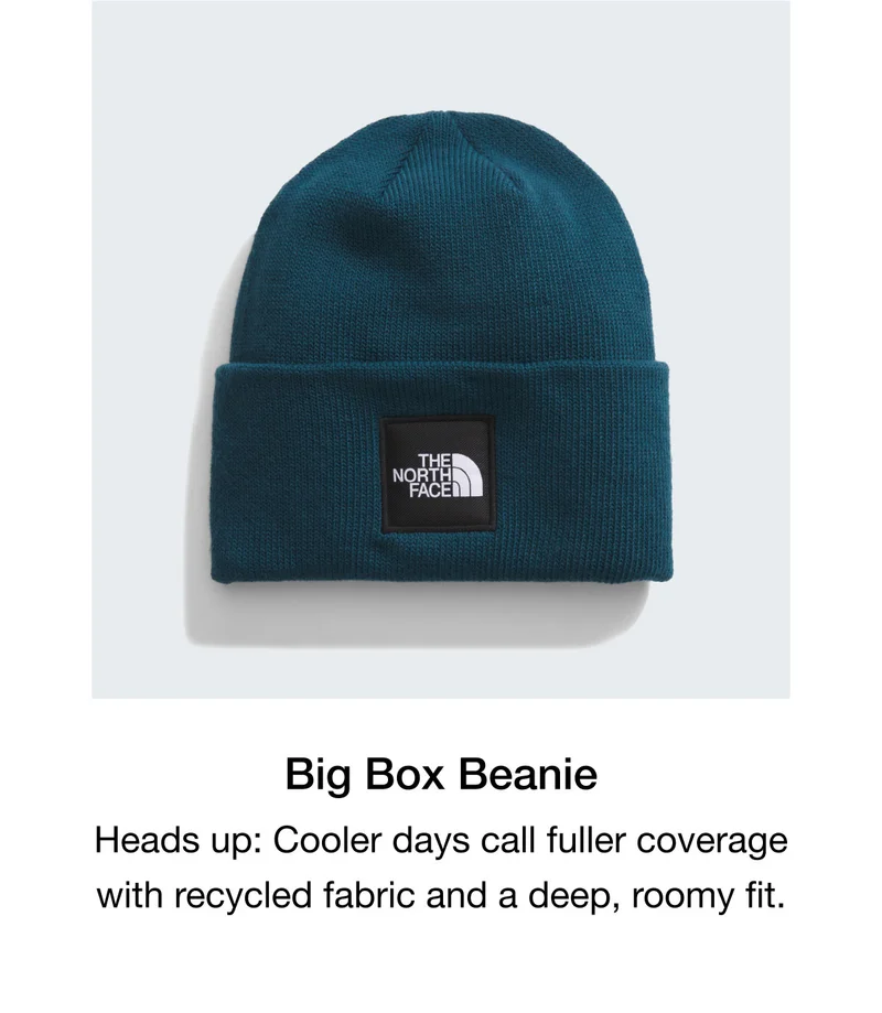 Big Box Beanie - Heads up: Cooler days call fuller coverage with recycled fabric and a deep, roomy fit.