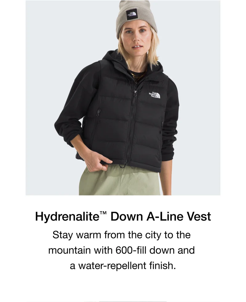 Hydrenalite™ Down A-Line Vest - Stay warm from the city to the mountain with 600-fill down and a water-repellent finish.