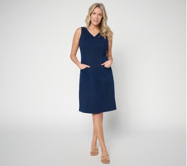 Denim & Co. Petite Comfy Knit Air Midi Dress with Pockets