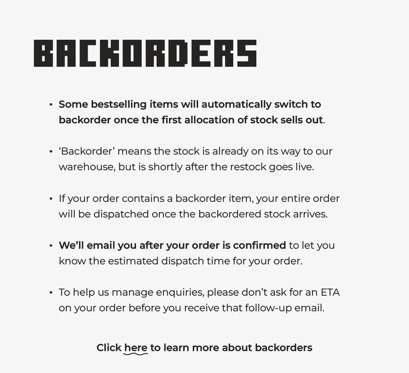Backorders