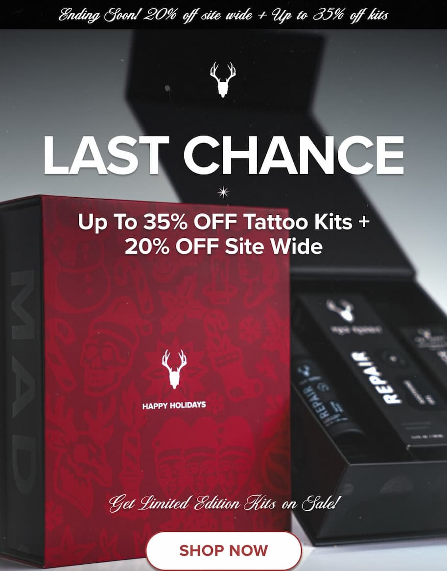 Last Chance Up To 35% OFF Tattoo Kits + 20% OFF Site Wide