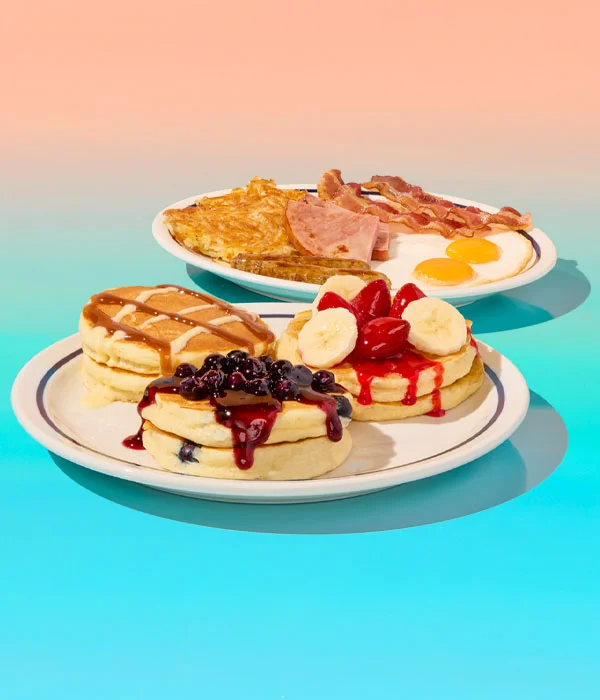 Pancake Flight BreakFEAST featured on a gradient background