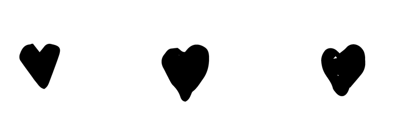 A line drawing of three hearts