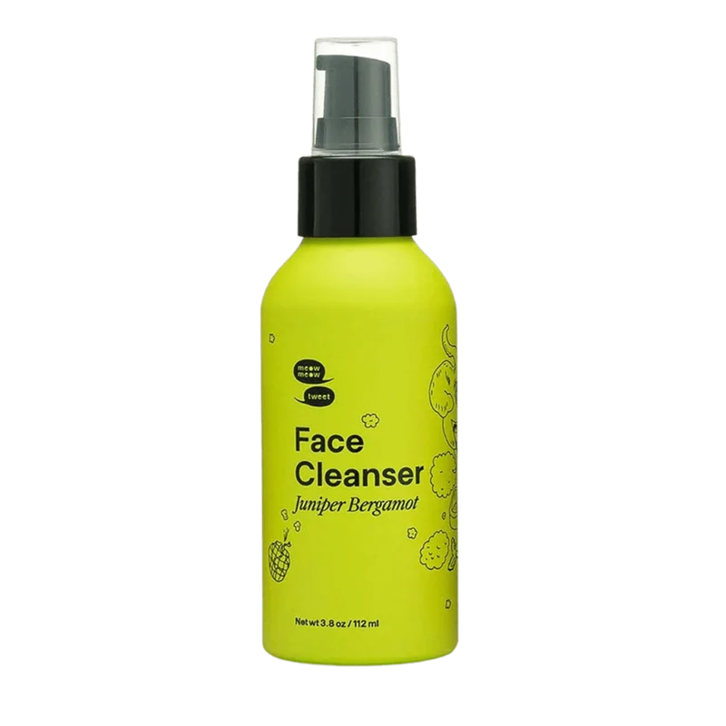 A green bottle of face cleanser