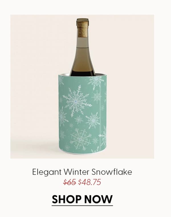 Elegant Winter Snowflake Pattern on Mint Green Background Wine Chiller