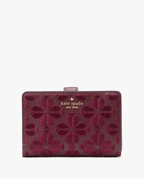 Spade Flower Embroidered Medium Bifold Wallet